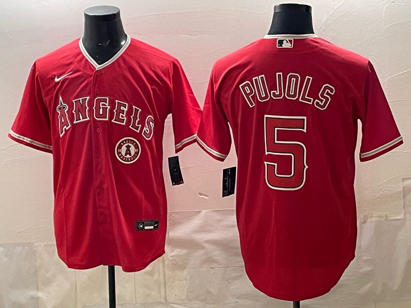 2026 Men Nike Los Angeles Angels #5 Pujols Red Game MLB Jersey 08